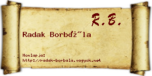 Radak Borbála névjegykártya